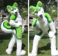 green husky fursuit mascot costume plush adult size cartoon fancy dress costume for halloween party event