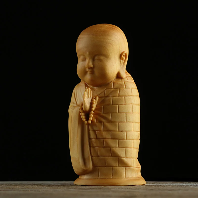 

Boxwood 8cm Monk Sculpture Wood Buddha Statue Zen Collection Little Monk Home Decor