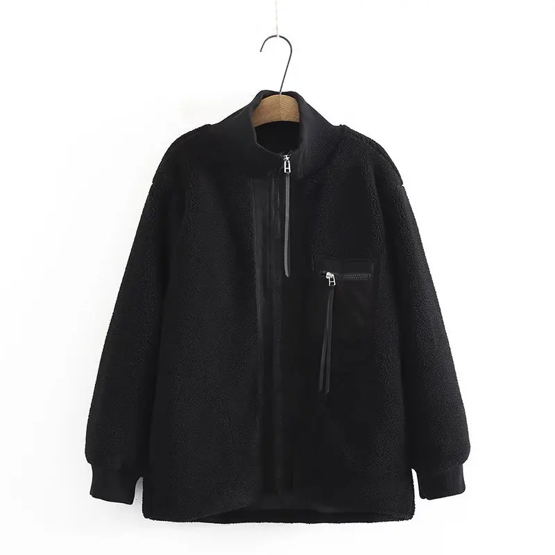 

Женское зимнее флисовое пальто с воротником-стойкой и длинным рукавом