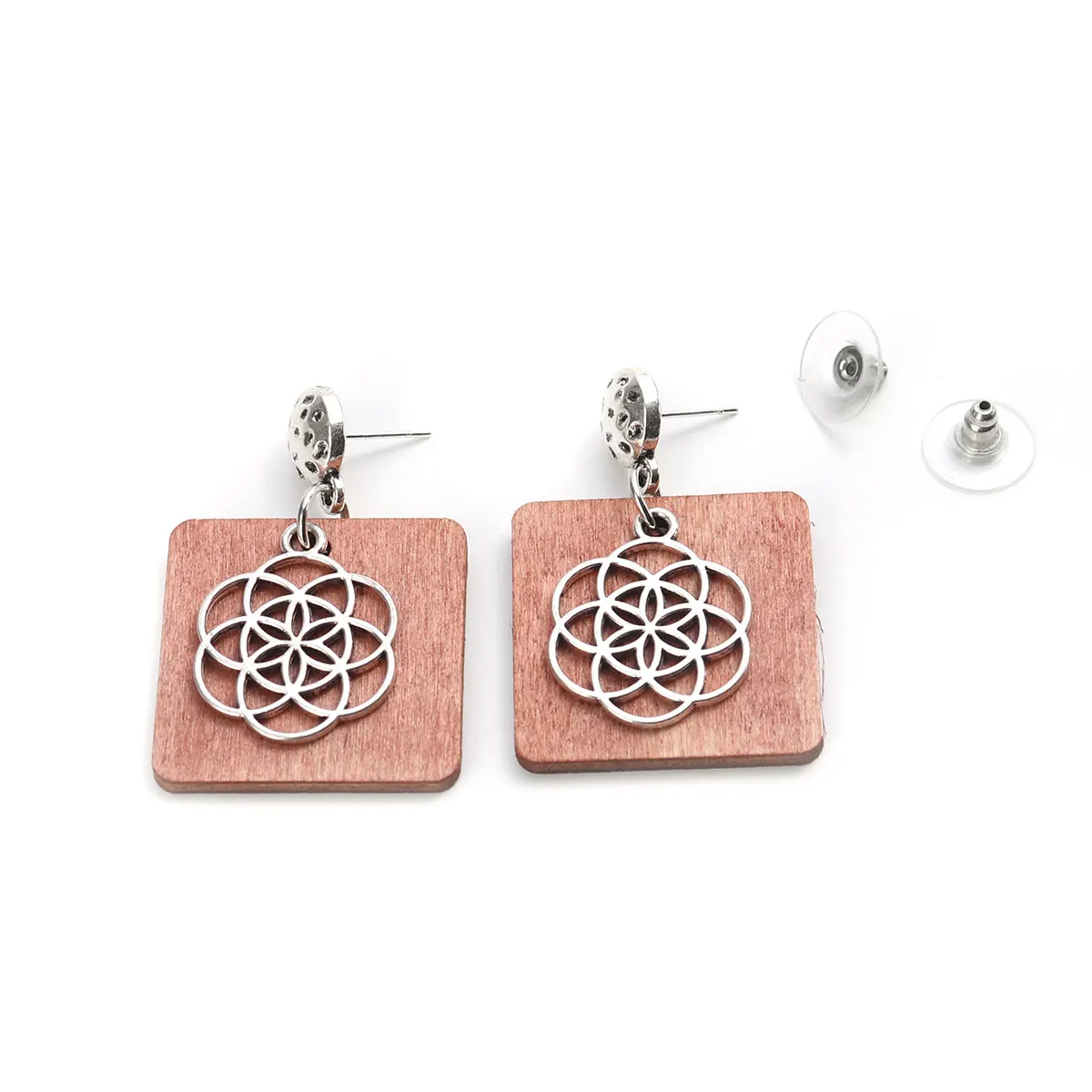 

Классические ретро квадратные деревянные серьги с шестью лепестками, 1 пара, элегантные Винтажные висячие серьги для женщин, модные ювелирн...