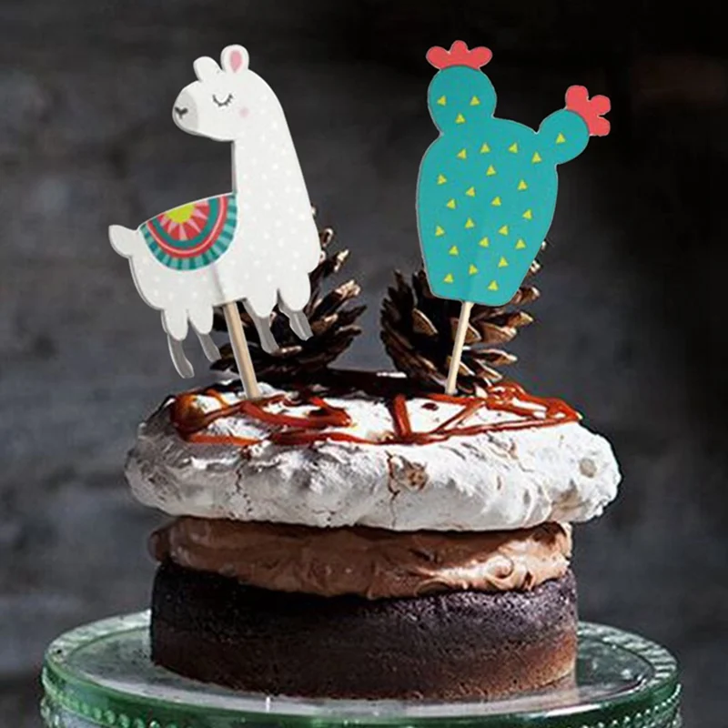 5 шт кактус Альпака Llamas Единорог торт Топпер украшения для капкейков свадебное украшение для торта ко дню рождения джунгли летних вечеринок