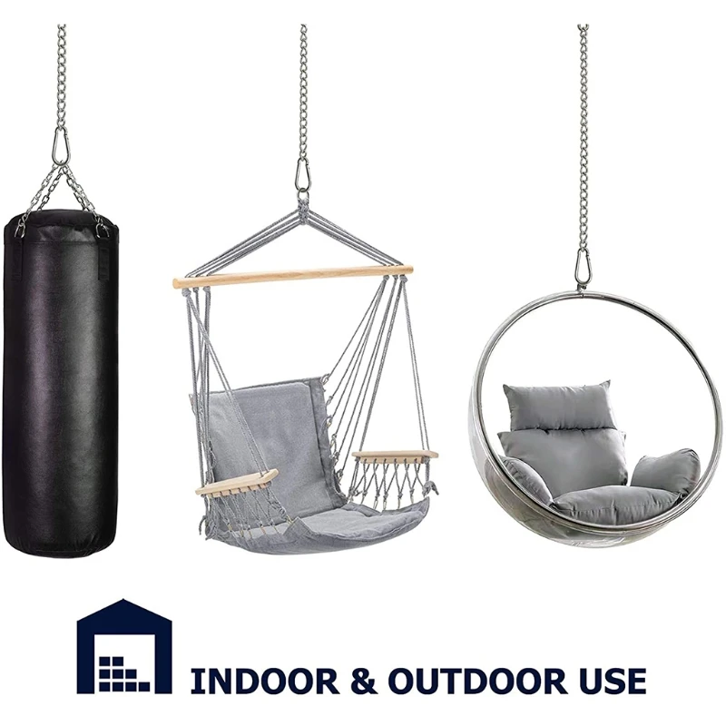 

Регулируемая цепь для домашнего гамака с двумя карабинами, портативное безопасное уличное портативное кресло из нержавеющей стали для сад...