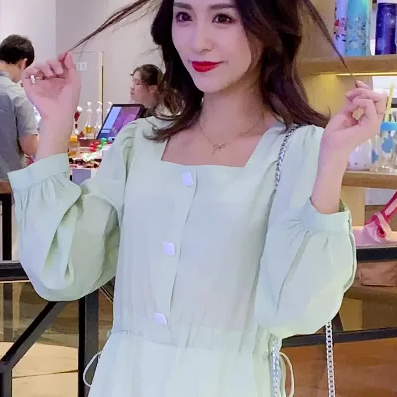 

Trendy Mom Dress Women 2020 New Autumn Loose Loose Casual Dress Large Size Simple Street Fashion Small Fresh Style Cover Belly