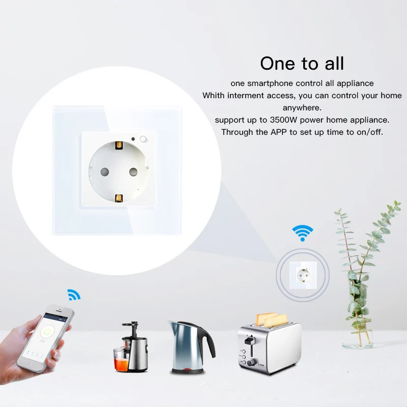 Немецкая настенная смарт-розетка с поддержкой wi-fi 16 а