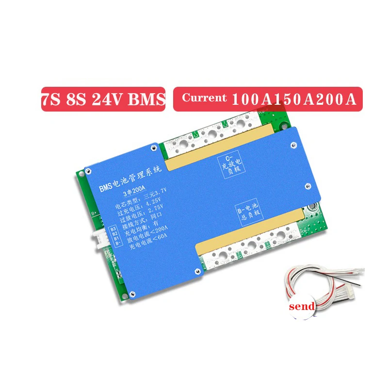 

Smart 7S 8S BMS Lifepo4 Li-ion Battery Protection Board Balance Photovoltaic Solar RV Yacht Battery 24V 100A 150A 200A BMS