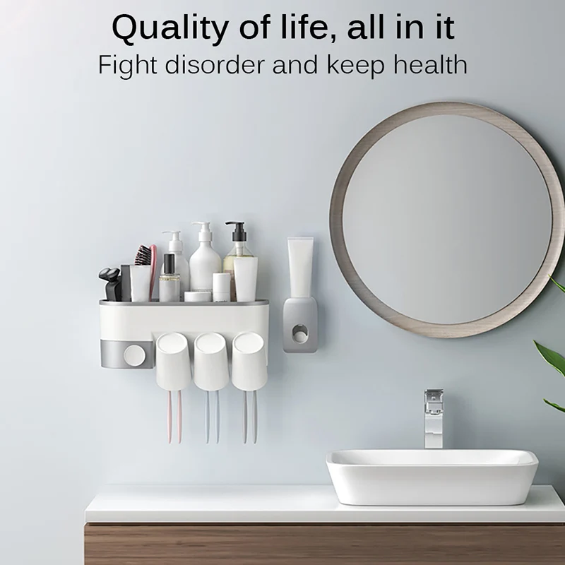 

Toothbrush Holder Automatic Bathroom Accessories Set Electric Toothbrush Toothpaste Squeezer Toothpaste Dispenser Wall Mounted