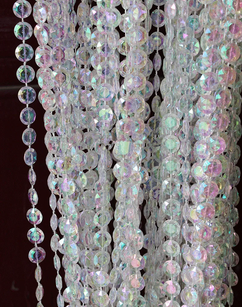 

New Wedding Party Decoration Colorful Acrylic Crystal Beads String Garland Strands DIY Craft Christmas Tree Hanging Ornament