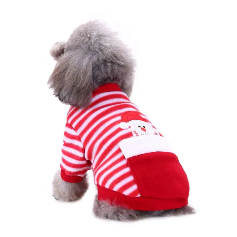 Рождественская Одежда для животных Полосатое пальто собак куртки одежда