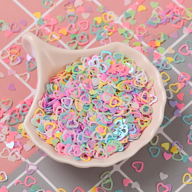 20g/Bag Love Heart 6mm PVC Confetti Glitter Sequins For Crafts Nail Art Decoration Paillettes Sequin DIY Sewing Accessories Gir
