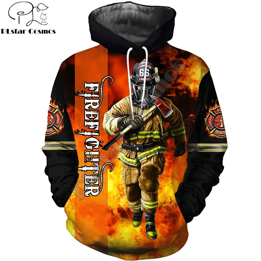 Brave Firefighter 3D All Over Printed Mens Hoodie Fashion Casual Hooded Sweatshirt Autumn Streetwear Unisex hoodies KJ706