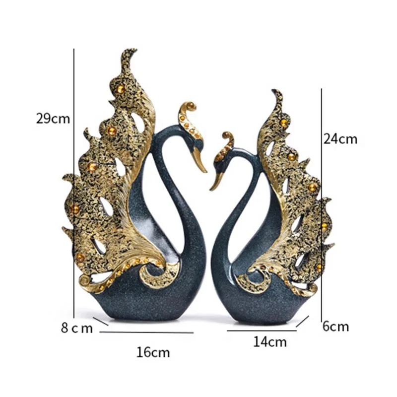 

A Couple of Swan Statue Bedroom Decor Accessories Ornament Resin Swan Figurines Garden Sculpture Christmas Birthday Wedding Gift