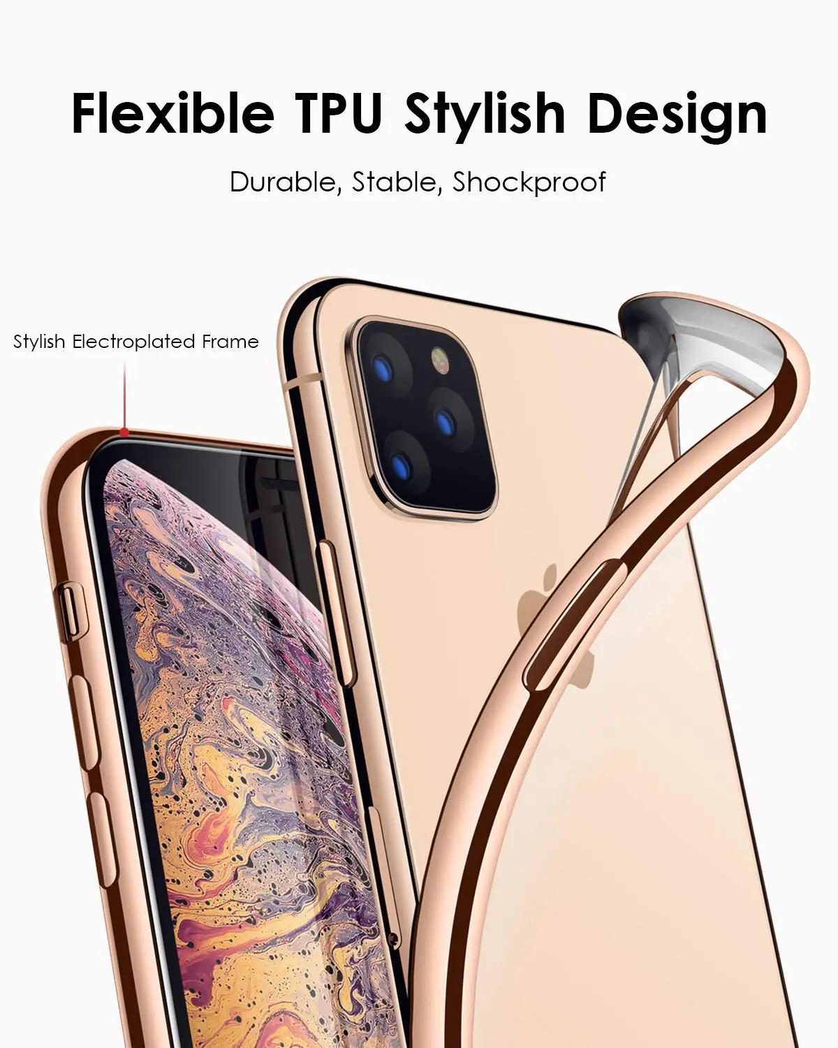 Для iPhone 11 Pro Max 11 Pro Чехол, ультра тонкий прозрачный мягкий Премиум гибкий хромированный бампер прозрачный ТПУ задняя крышка