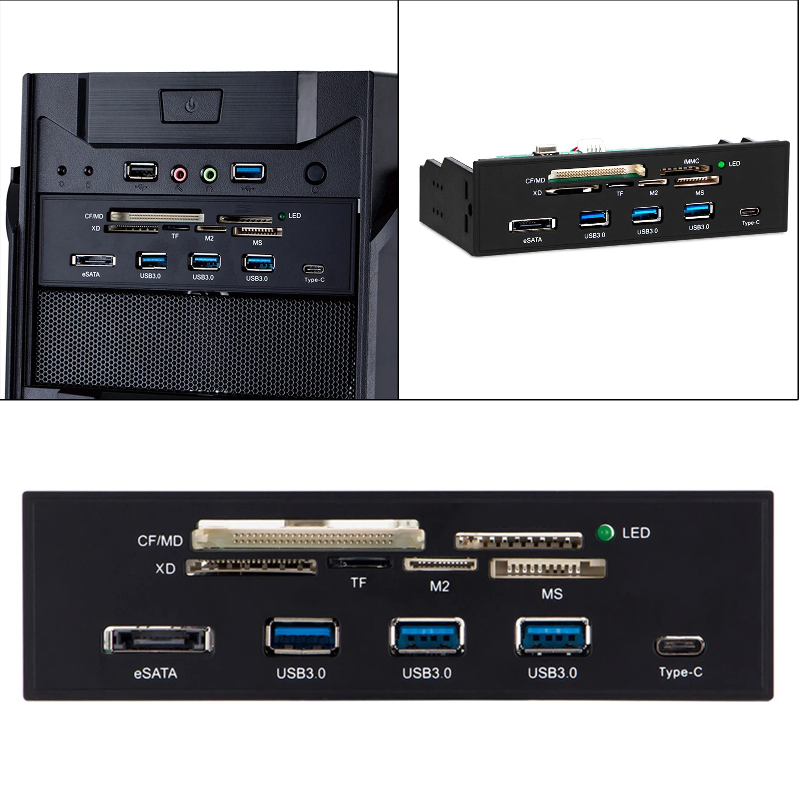 5 25 дюймовый внутренний кардридер приборная панель ПК передняя USB 3 0 w/ 3.0 Type-C порт