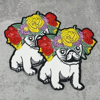 new fashion rose garland cute dog embroidery applique rock style badge sew on for jacket patch on clothes diy accessories