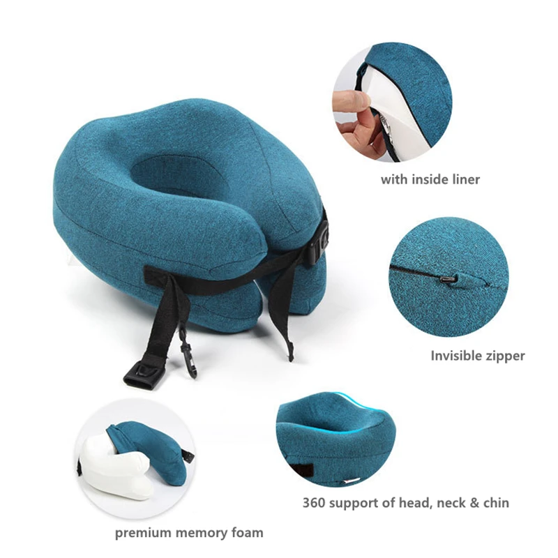 Neck Adjustable U Shape Memory Foam Travel Pillow Foldable Head Chin Support Cushion for Sleeping on Airplane Car | Красота и