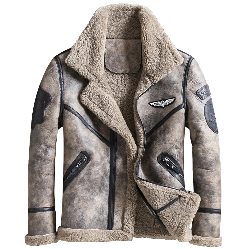 Мех один новый натуральная кожа куртка для мужчин высокое качество овчины куртки