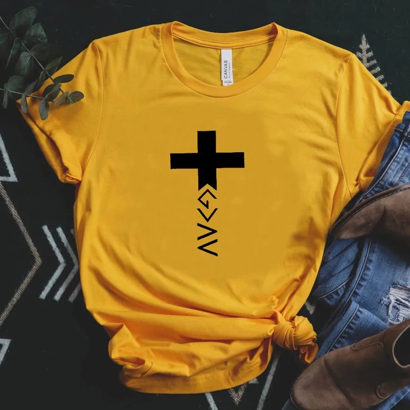 

God Is Greater Than The High and The Lows T-shirts Women Religious Faith T Shirts Christian Tops Summer Fashion Graphic Tshirt