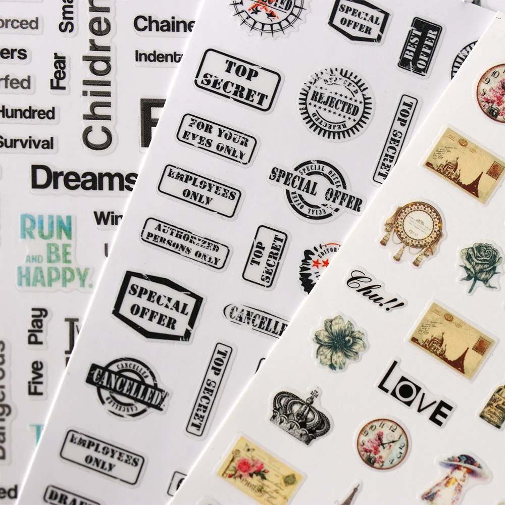 1 шт. наклейки для дизайна ногтей в виде сердца английские буквы цветочный