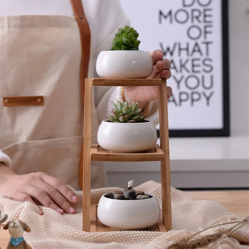 1 Набор современный минималистичный керамический цветочный горшок белый для