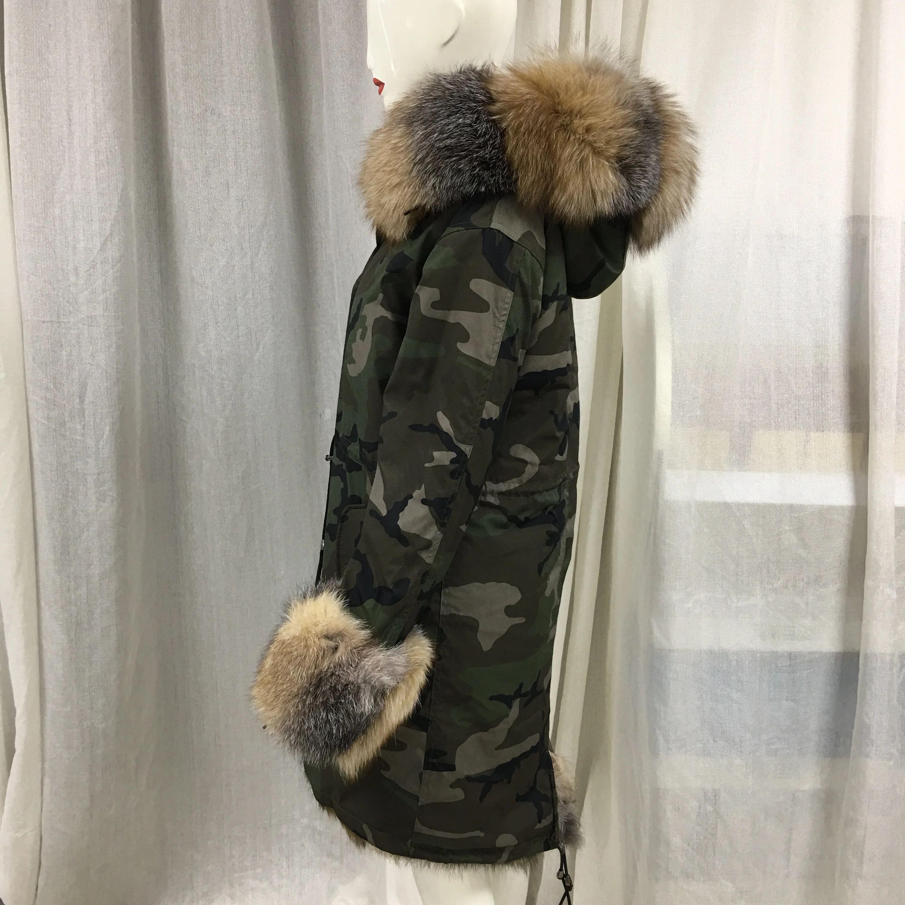 Army falge army green специальный дизайн с лисьим мехом зимняя новая коллекция меховые пальто