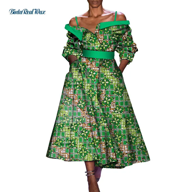 

Африканские платья для женщин, Африканский принт, ремешок, женское платье, африканская Свадебная вечеринка, женские платья Анкары WY7863