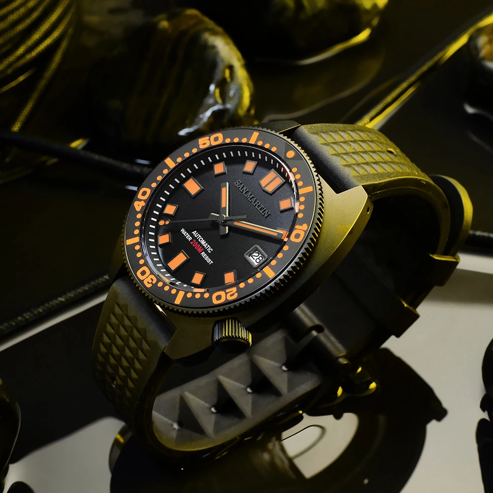 San Martin Men Diver Colorful Super Luminous NH35 Automatic Mechanical Black Warrior 6105 Turtle 20Bar SapphireCrystal Watches | Наручные