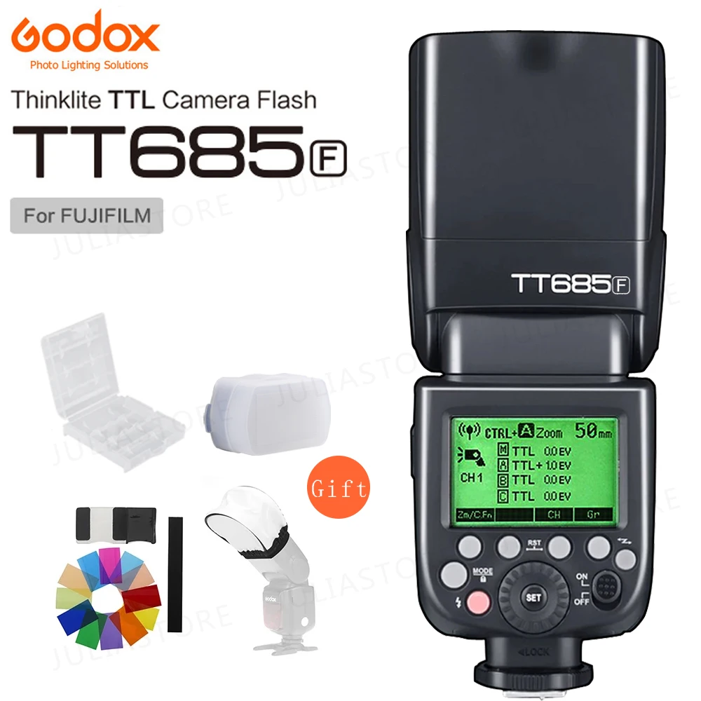 

Godox TT685 для Fujifilm TT685F Вспышка Speedlite 2,4G X-System 1/8000S TTL HSS Fuji фотовспышка/1 фотовспышка X-T1
