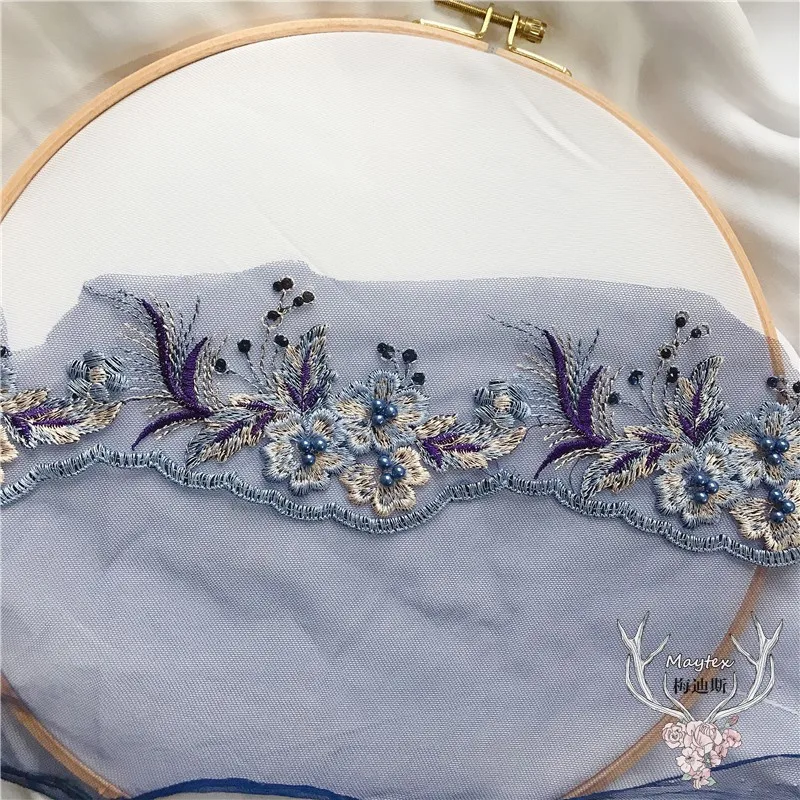 2Meters Color Beads Small Lace Waist Ornaments Veil Decoration Jewelry Sleeve Patch Trimming Beaded Timrs 7.5cm LJ0170 | Дом и сад