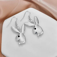 hot sale new retro alloy personality fashion creative rabbit head earrings necklace punk style female jewelry
