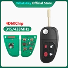 Складной автомобильный Замена дистанционного ключа WhatsKey 4 Bottons, чип 4D60 315433 МГц для Jaguar X-Type S-Type XJ XJR Uncut FO21 blade