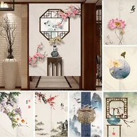 chinese ink flower fengshui painting door curtains for kitchen bedroom restaurant entrance partition half hanging curtains
