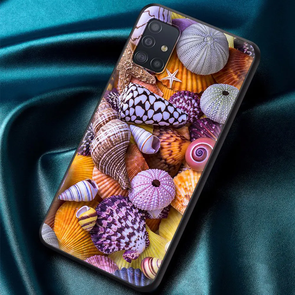 

Phone Case for Samsung Galaxy A21S EU A12 A51 A71 A31 A02S A41 A52 A72 A32 5G Soft Shockproof Cover Colorful Seashell On Sand