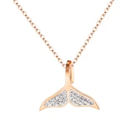fashion mermaid tail zircon pendant necklace women rose gold stainless steel jewelry collares de moda 2020 valentines day gift