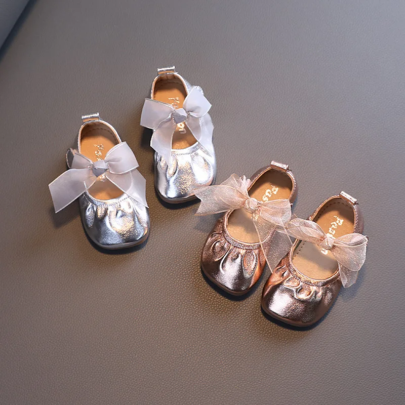 

Spring and Autumn Glossy Girls Princess Shoes Lace Bow Girls Baby Toddlers Cute Children's Leather Shoes