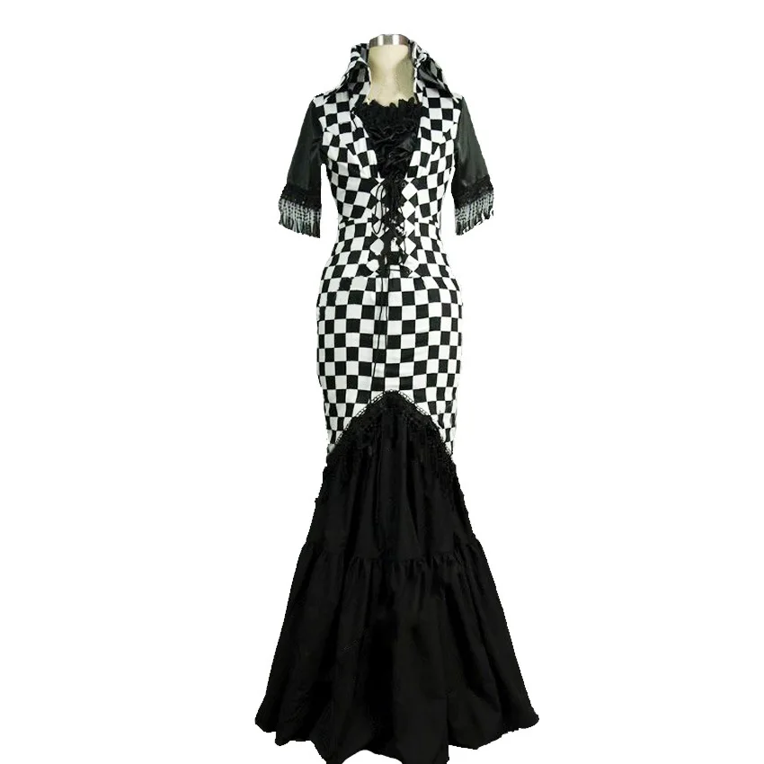 

Gothic plaid stitched fishtail skirt