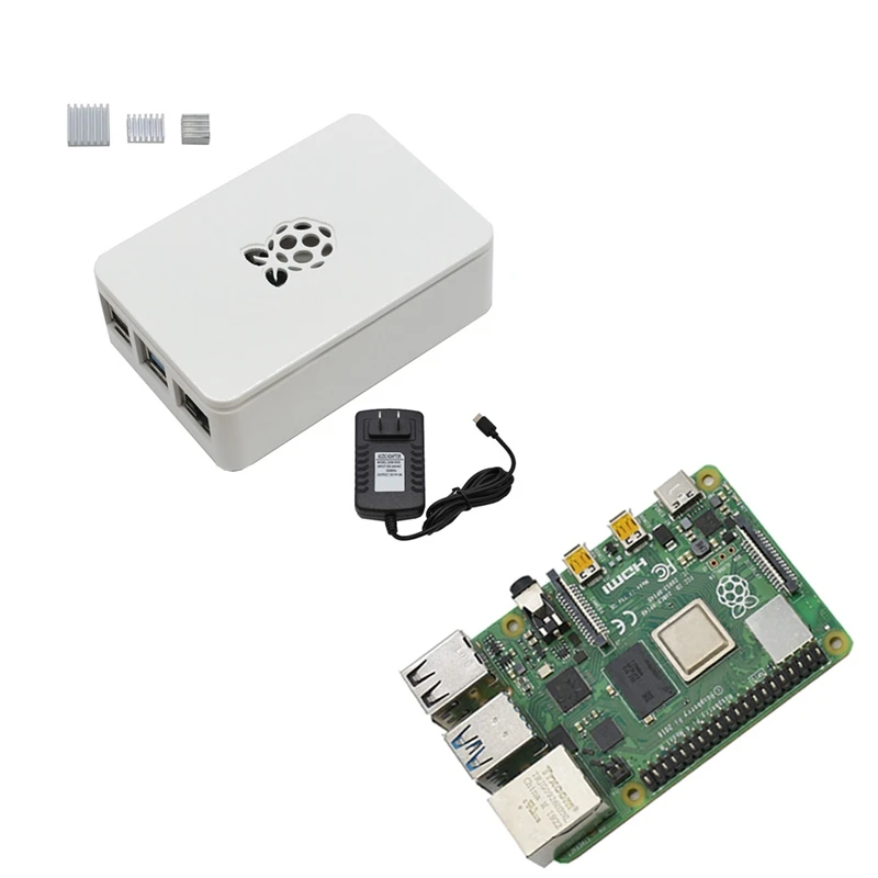 GTBL для Raspberry Pi 4 Модель B ABS чехол 4G RAM DIY Kit с белым радиатором 5V 3A адаптер питания PI