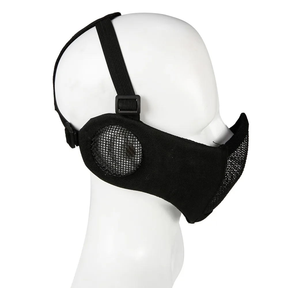 Tactical Steel Mesh Mask Airsoft with Ear Protection Military Hunting Shooting Paintball Game Protective Half Face |