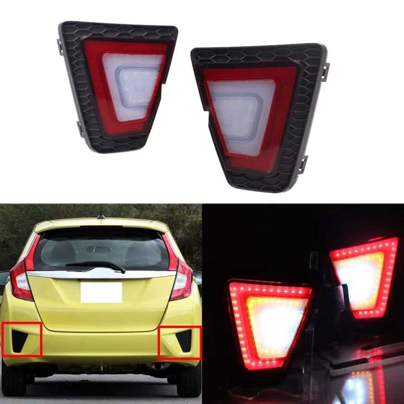 

Car Red Lens Rear Bumper Reflector Light LED Brake Lamp for Honda Jazz/Fit 2014-2017