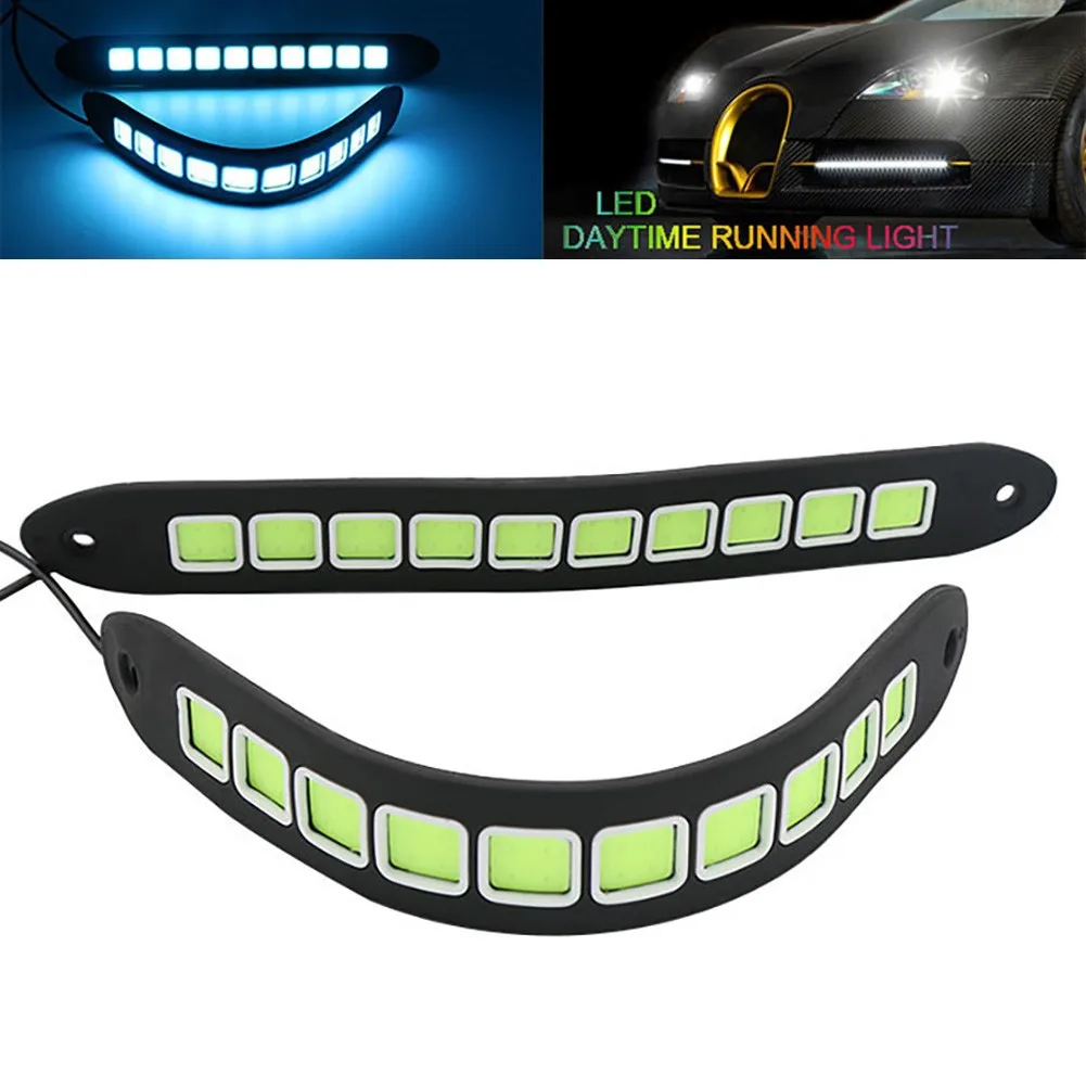 

Ice Blue COB LED DRL Lights Waterproof 10 LEDs 26cm Auto Bright DC 12V