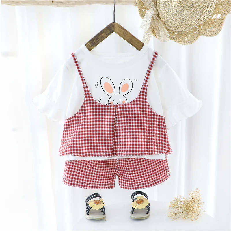 HYLKIDHUOSE/комплекты одежды для маленьких девочек Летняя футболка с короткими