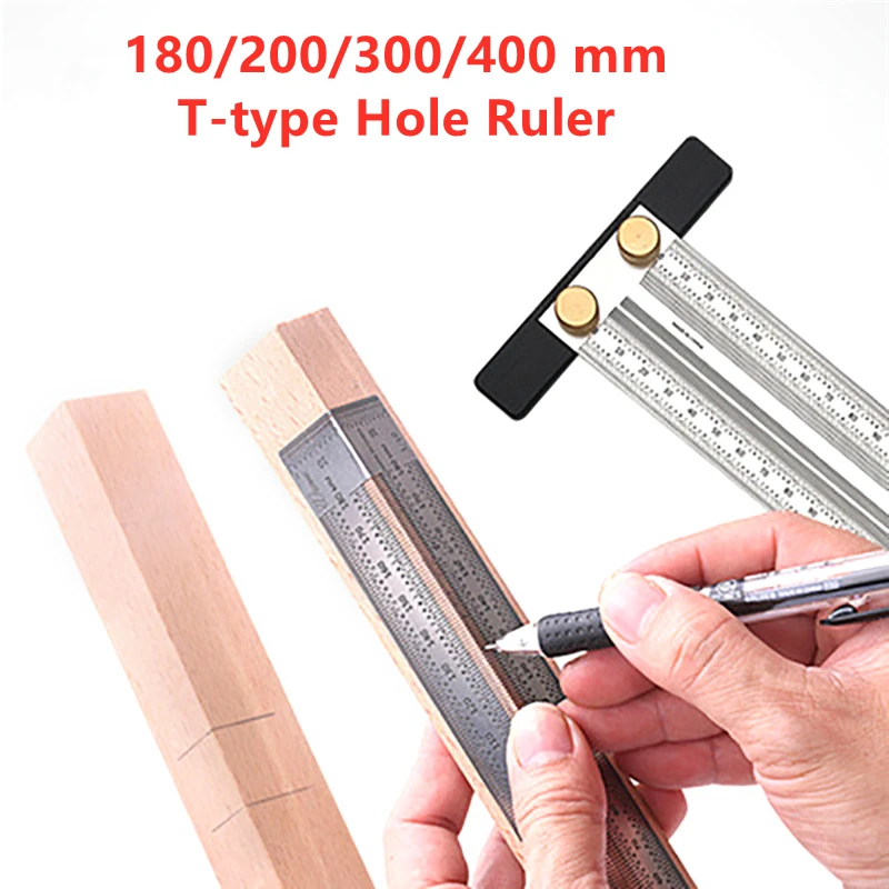 

Stainless High-precision Scale Ruler T-type Hole Ruler 180-400mm Woodworking Scribing Mark Line Gauge Carpenter Measuring Tool