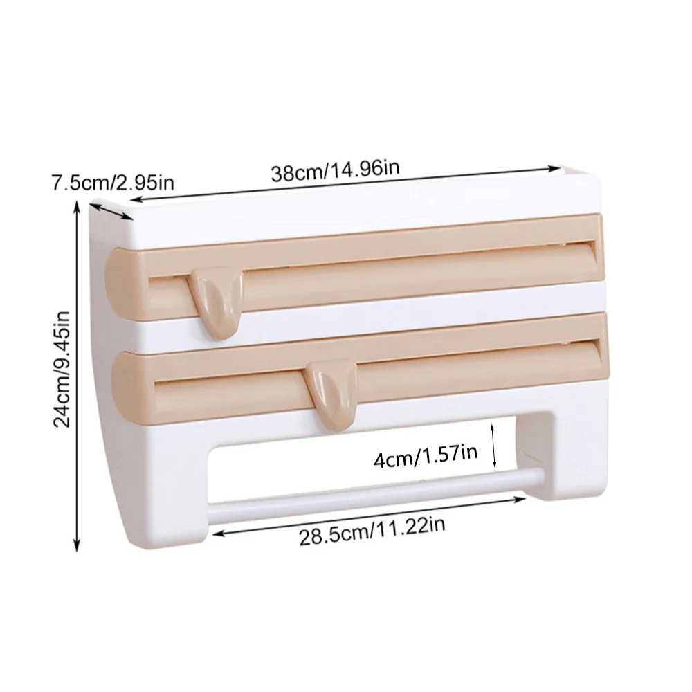 

ADOREHOUSE Wall-Mount Paper Towel Holder Sauce Bottle Rack 4 In 1 Cling Film Cutting Holder Mutifunction Kitchen Organizer