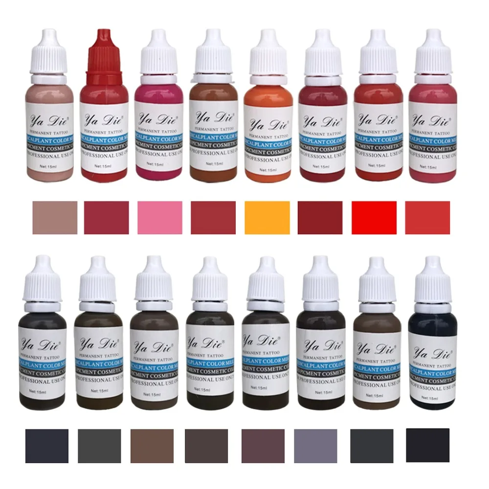 

22 colors 15ml / bottle permanent makeup micro pigment cosmetics tattoo ink 1/2 oz suitable for 3D eyebrow eyeliner long lasting
