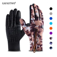 gafastwo winter warm ski waterproof windproof mens and womens gloves outdoor riding touch screen fashion black gloves non slip