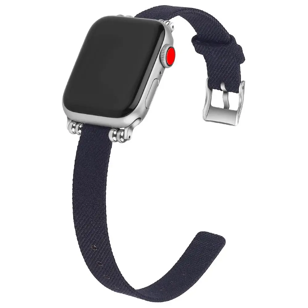 Dark Blue Модный браслет для Apple Watch женский ремешок 38 мм 40 мм 42 мм 44 мм тонкий ремешок для Apple iWatch тканевый ремешок серии 2 3 4 ремешок - Цвет ремешка: Dark Blue
