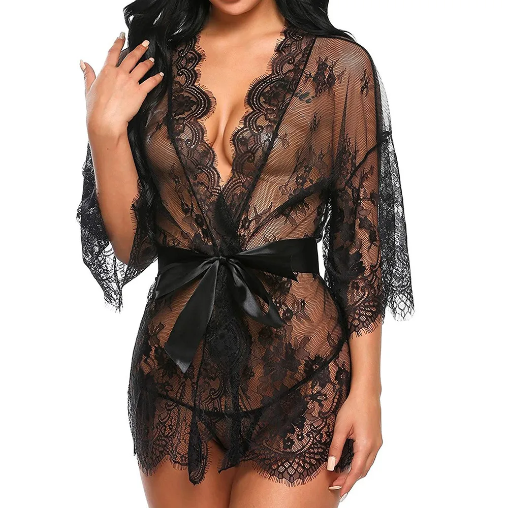 Женское сексуальное нижнее белье халат Babydoll пижамы Нижнее белье горячий кружевной эротичный открытый бюстгальтер Teddy сексуальные костюмы ночное белье трусы пояс* X