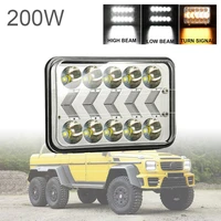 200w square headlights with white amber arrow drl dynamic sequential turn signal for off road vehicle truck bus