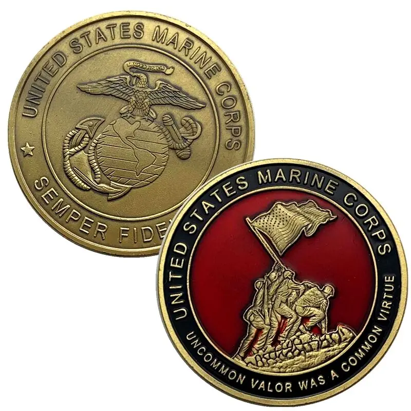 

U.S Marine Corps Blue Bronze Commemorative Coin Collectible Coin Embossed Land War Coin Commemorative Medal Lucky Hero Gift