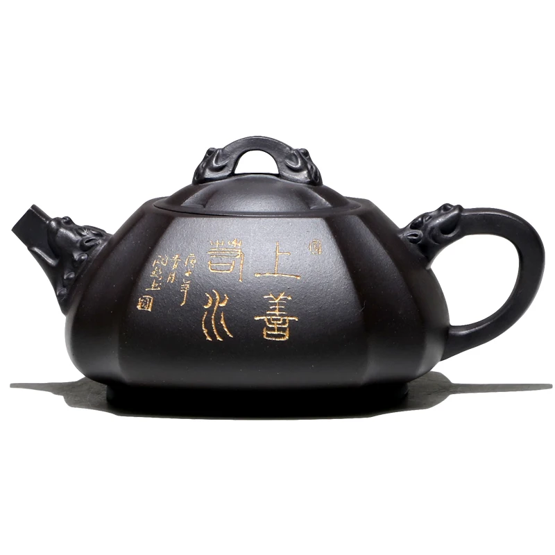 

TaoYuan yixing recommended pure handmade household utensils suit black mud sifang dragon statue of pot of 320 cc