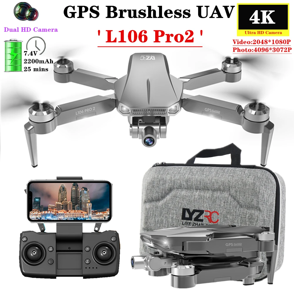 

UAV GPS Drone 4K ESC HD Camera with 2-Axis Self-Stabilization Anti-Shake Gimbal RC Quadcopter Brushless Motor Dron Helicopter